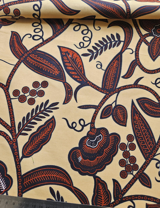 Brown and Beige African Wax Print / Ankara / Kente Fabric By The Yard / Metre. 100% Cotton. Sewing, Crafting And Quilting.