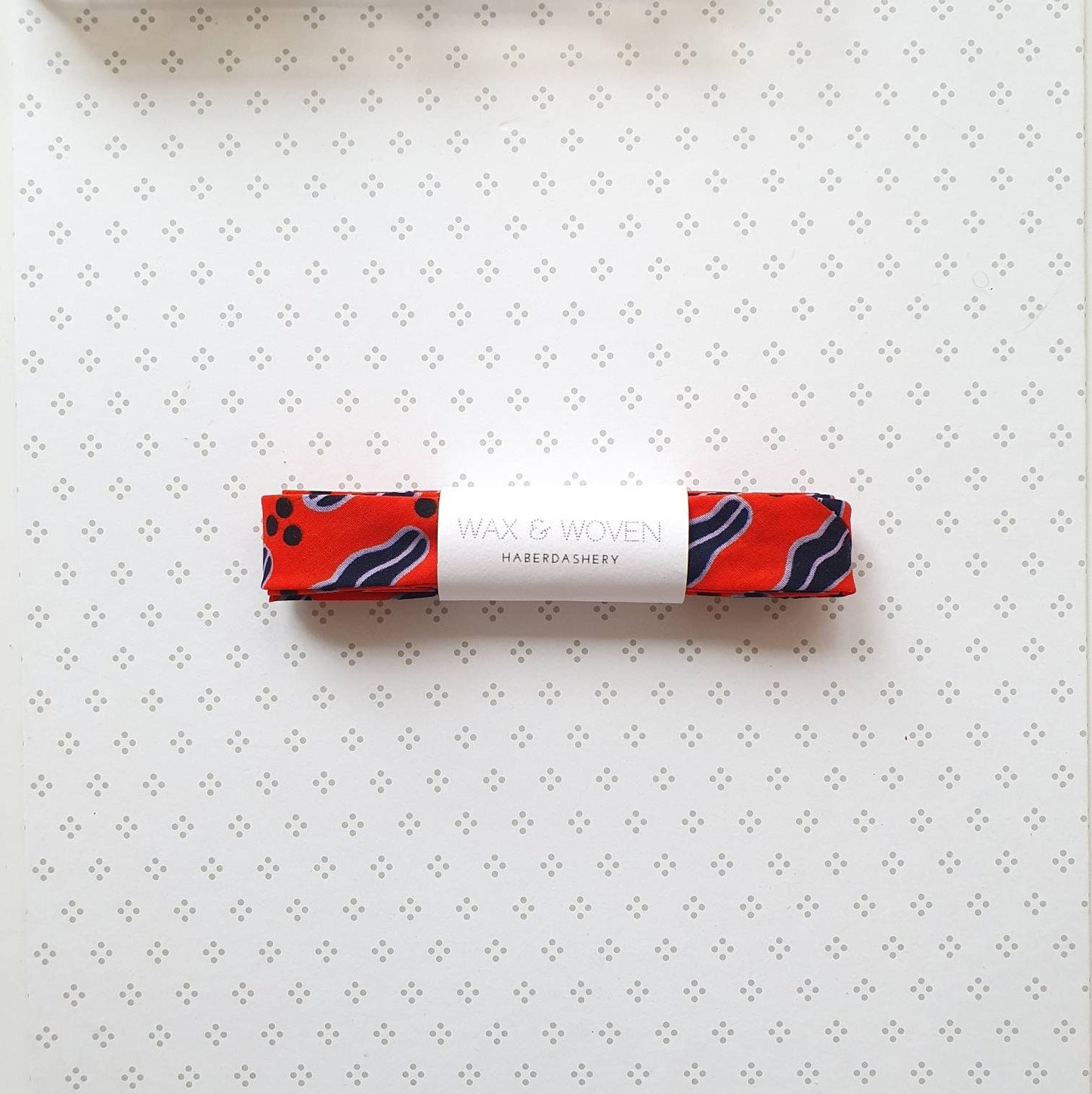 3 Metres of 25mm Coral Red, Navy Blue & Lilac African Wax Print Bias Binding / Seam Tape / 100% Soft Cotton