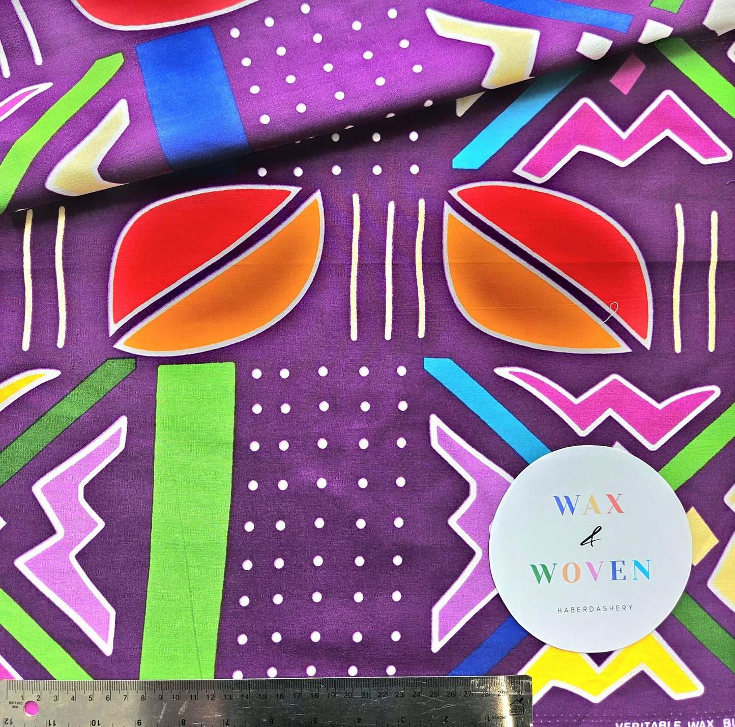 Set Of 2 African Wax Multicolour Purple & White Kente Print Bias Binding Tape. 5 Metres Each x  2.5cm Wide For Crafting, Quilting and Seams.