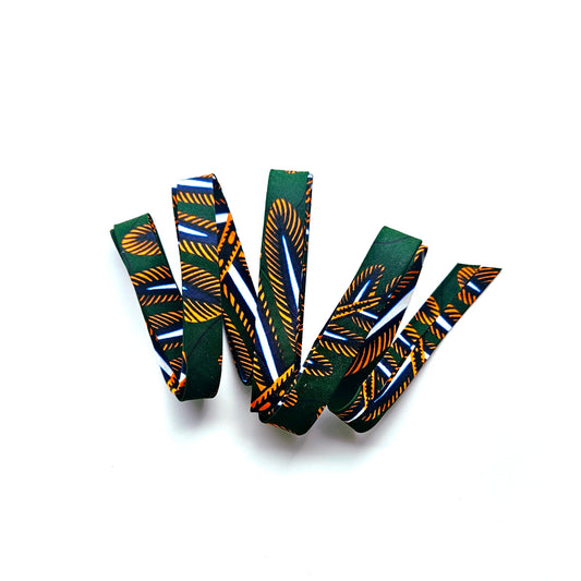 Green, Orange & White Wax Bias Binding 5 metres x 2.5cm Wide.