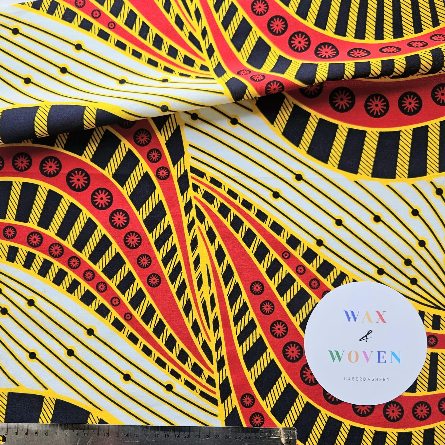 Red, White, Navy Blue & Yellow Nautical African Fabric Wax Bias Binding. 2.5cm Wide | Colourful Print Patterned Tape For Crafting /Quilting.