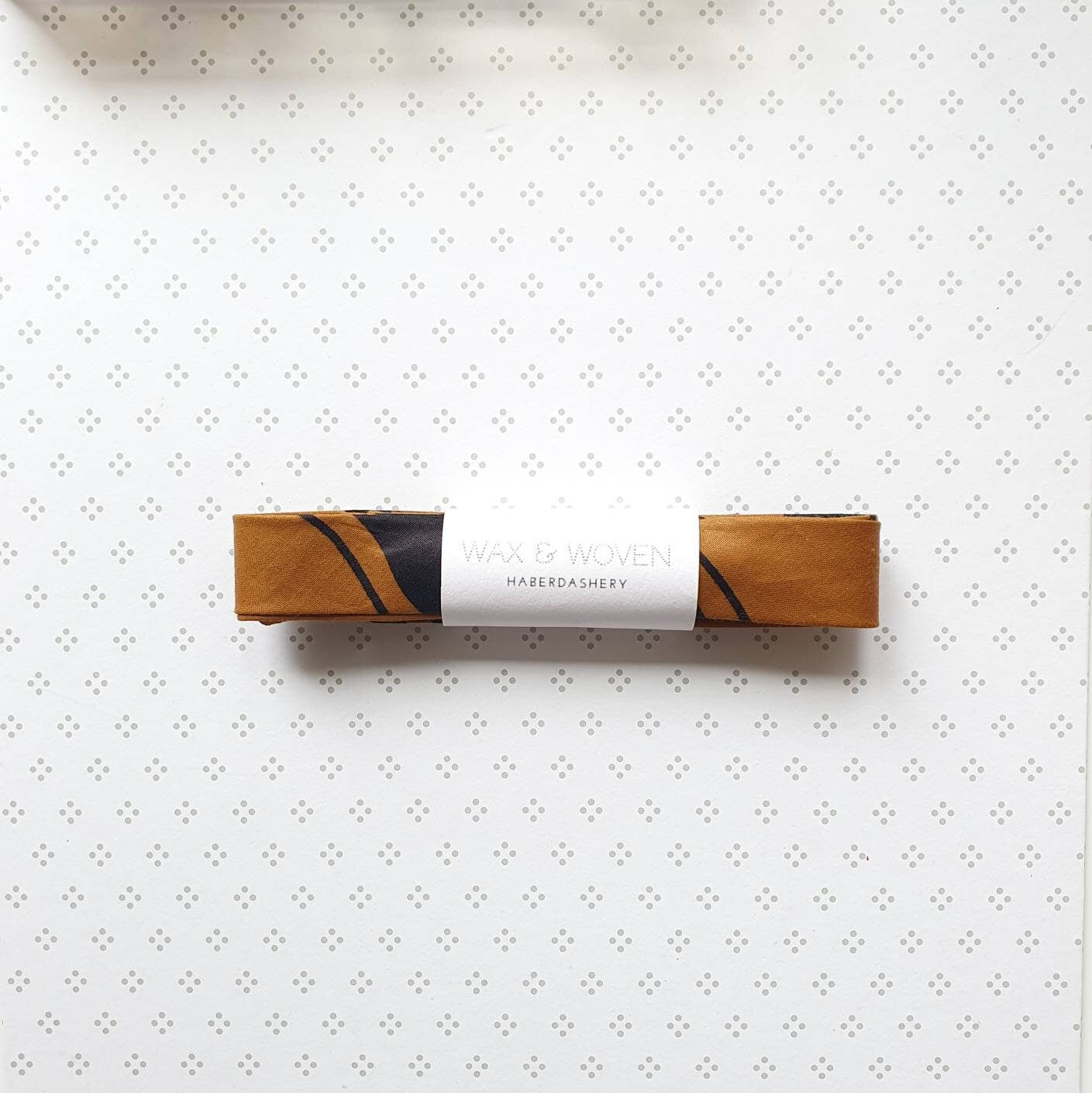 3 Metres of 25mm Brown & Black African Wax Print Bias Binding / Seam Tape / 100% Soft Cotton