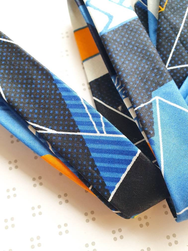 Set of 2 Tapes - 3 Metres of 25mm Cotton Taped in Blue, Red, Yellow & Orange African Wax Print Bias Binding / Seam Tape