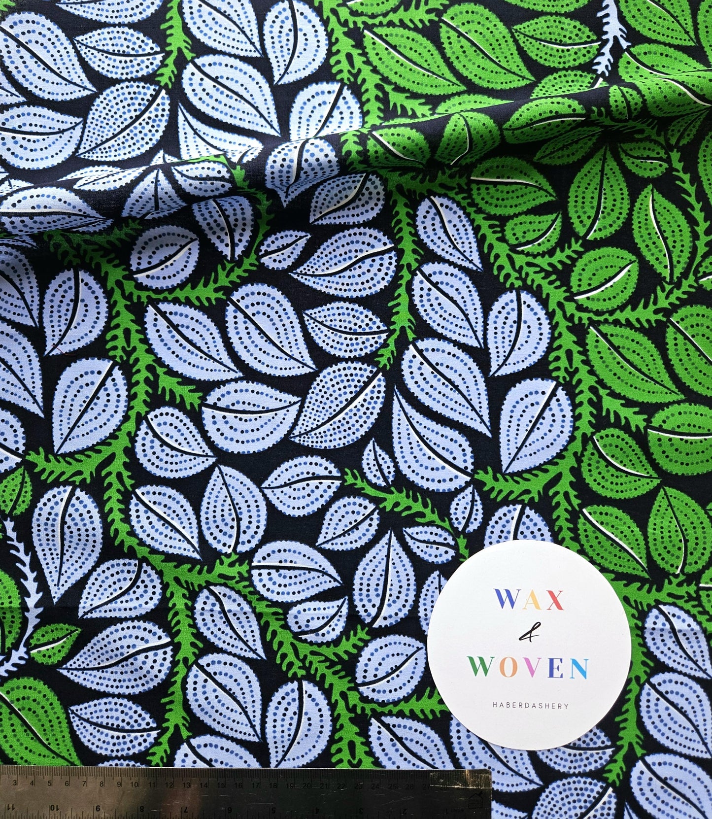 Green, Blue & Navy African Wax Fabric Bias Binding. 2.5cm Wide | Colourful Print Patterned Tape For Crafting / Quilting.