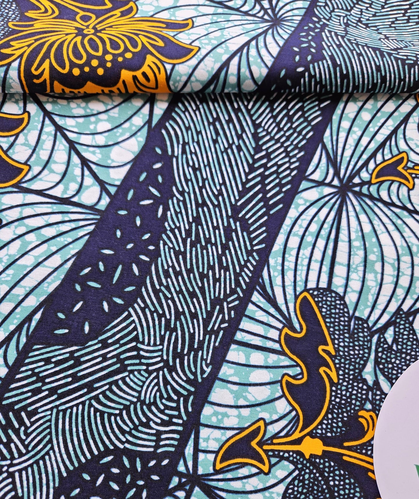 Set Of 3 African Wax Floral Patterned Fabric Fat Quarter Bundle. 100% Cotton. In Pink, Turquoise & Grey For Crafting And Quilting.