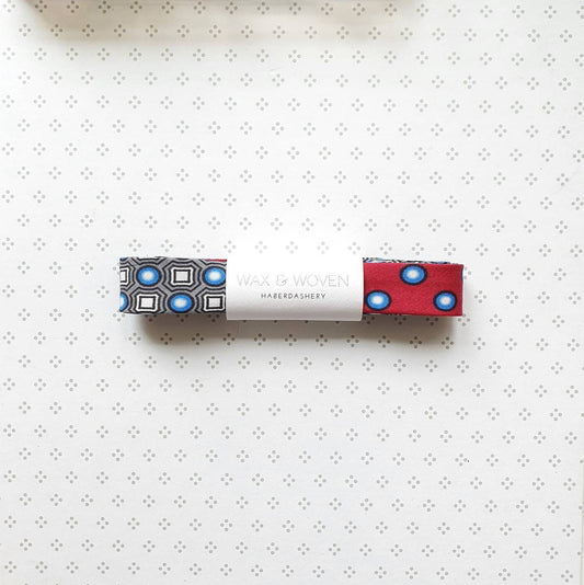 3 Metres of 25mm Red, Blue & Navy African Wax Print Bias Binding / Seam Tape / 100% Soft Cotton