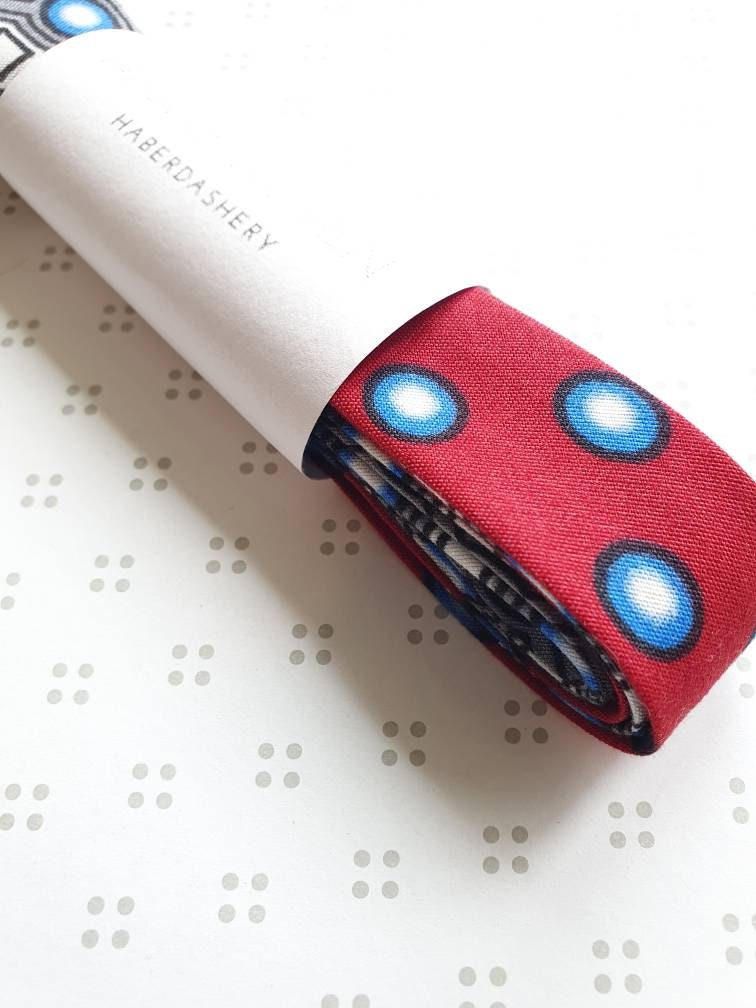 3 Metres of 25mm Red, Blue & Navy African Wax Print Bias Binding / Seam Tape / 100% Soft Cotton