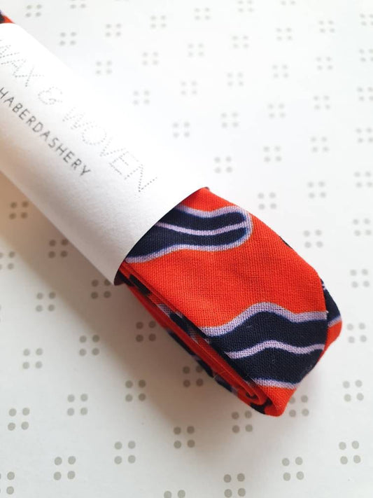 3 Metres of 25mm Coral Red, Navy Blue & Lilac African Wax Print Bias Binding / Seam Tape / 100% Soft Cotton