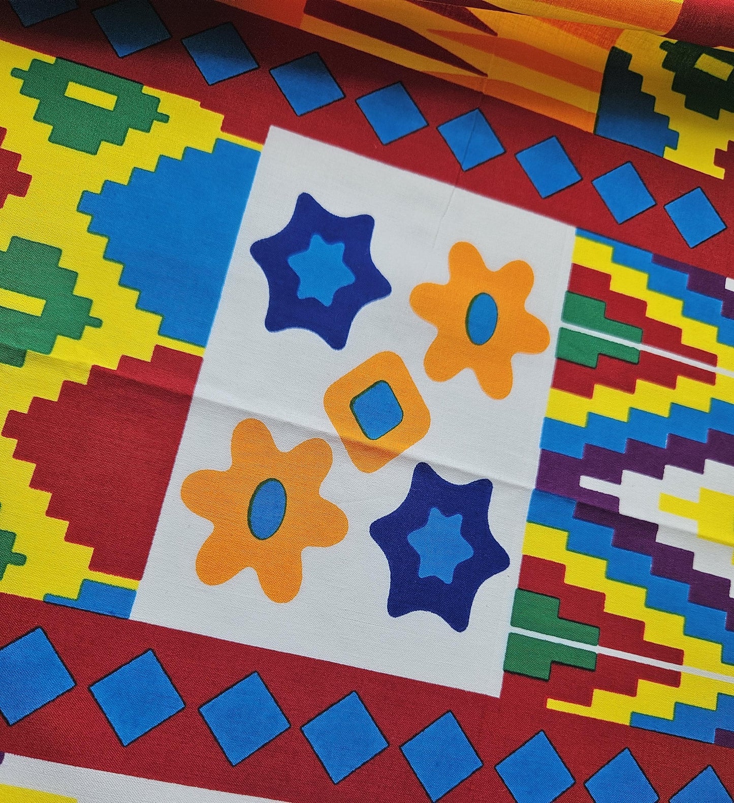 Yellow Multicoloured Kente African Wax Print / Ankara / Fabric By The Yard / Metre. 100% Cotton. Sewing, Crafting And Quilting.