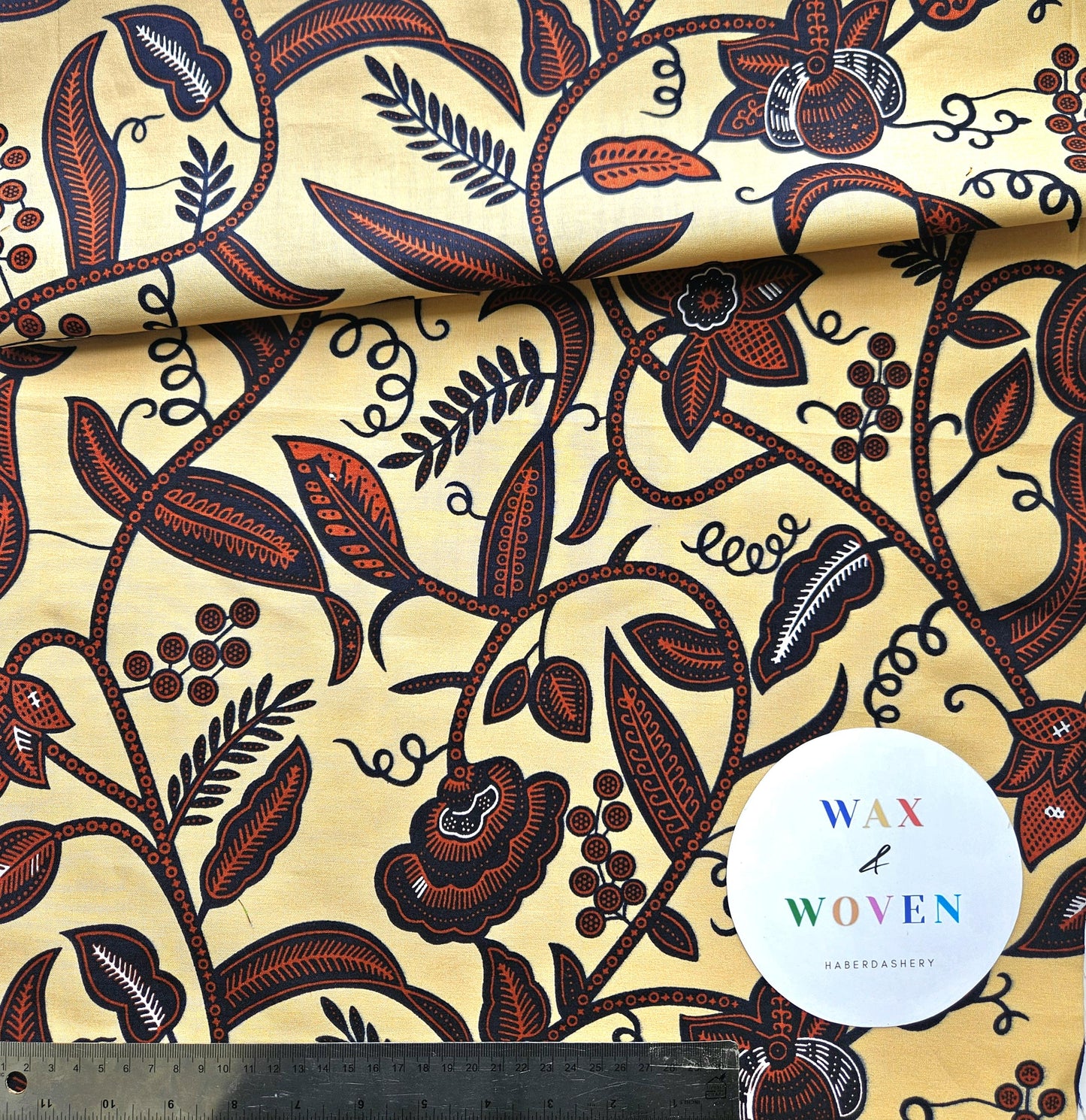 Set Of 3 African Wax Floral Themed Fabric Bias Binding. 5 Metres Each x  2.5cm Wide in Red, Beige, Blue and Brown For Crafting And Quilting.