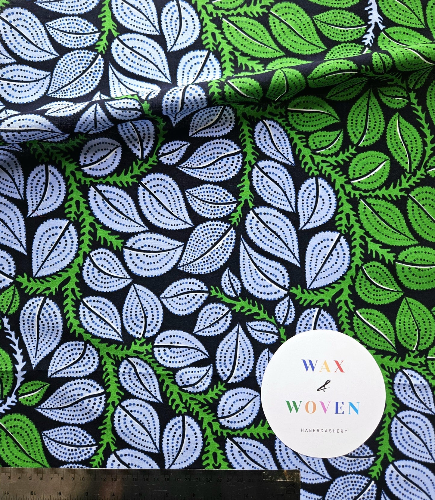 Blue & Green African Wax Print / Ankara / Kente Fabric By The Yard / Metre. 100% Cotton. Sewing, Crafting And Quilting.