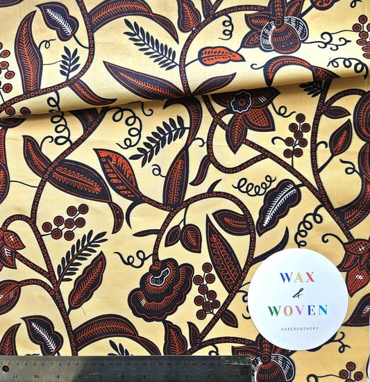 Brown and Beige African Wax Print / Ankara / Kente Fabric By The Yard / Metre. 100% Cotton. Sewing, Crafting And Quilting.